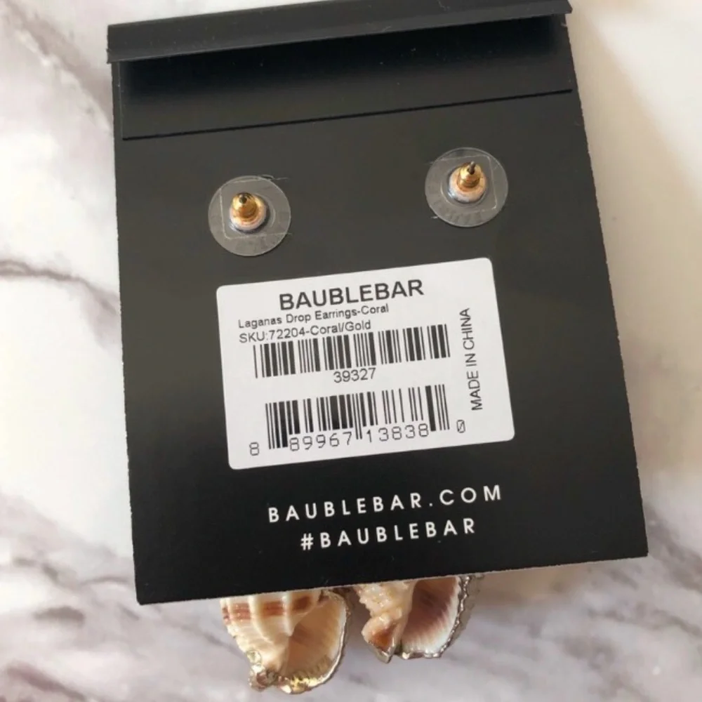 BaubleBar Shell Earrings in Coral. Brand new!